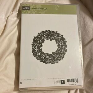 "WONDERFUL WREATH" Stampin' UP! NEW~WOOD unmounted-Christmas wreath 3" wide